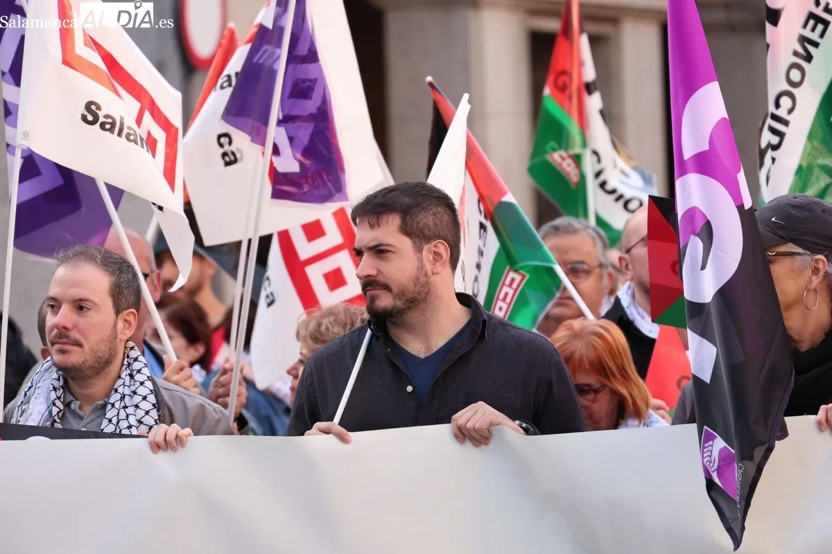 Manifestación de CCOO en la Gran Vía de Salamanca, ante la Subdelegación del Gobierno. Foto de David Sañudo