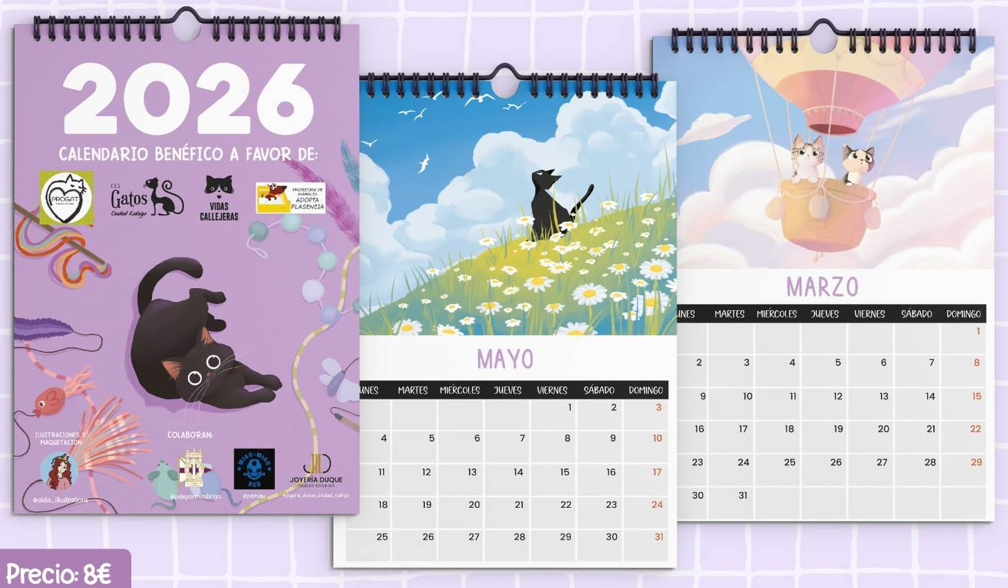 A la venta el calendario benéfico 2026 a favor de CES Gatos y otras tres protectoras