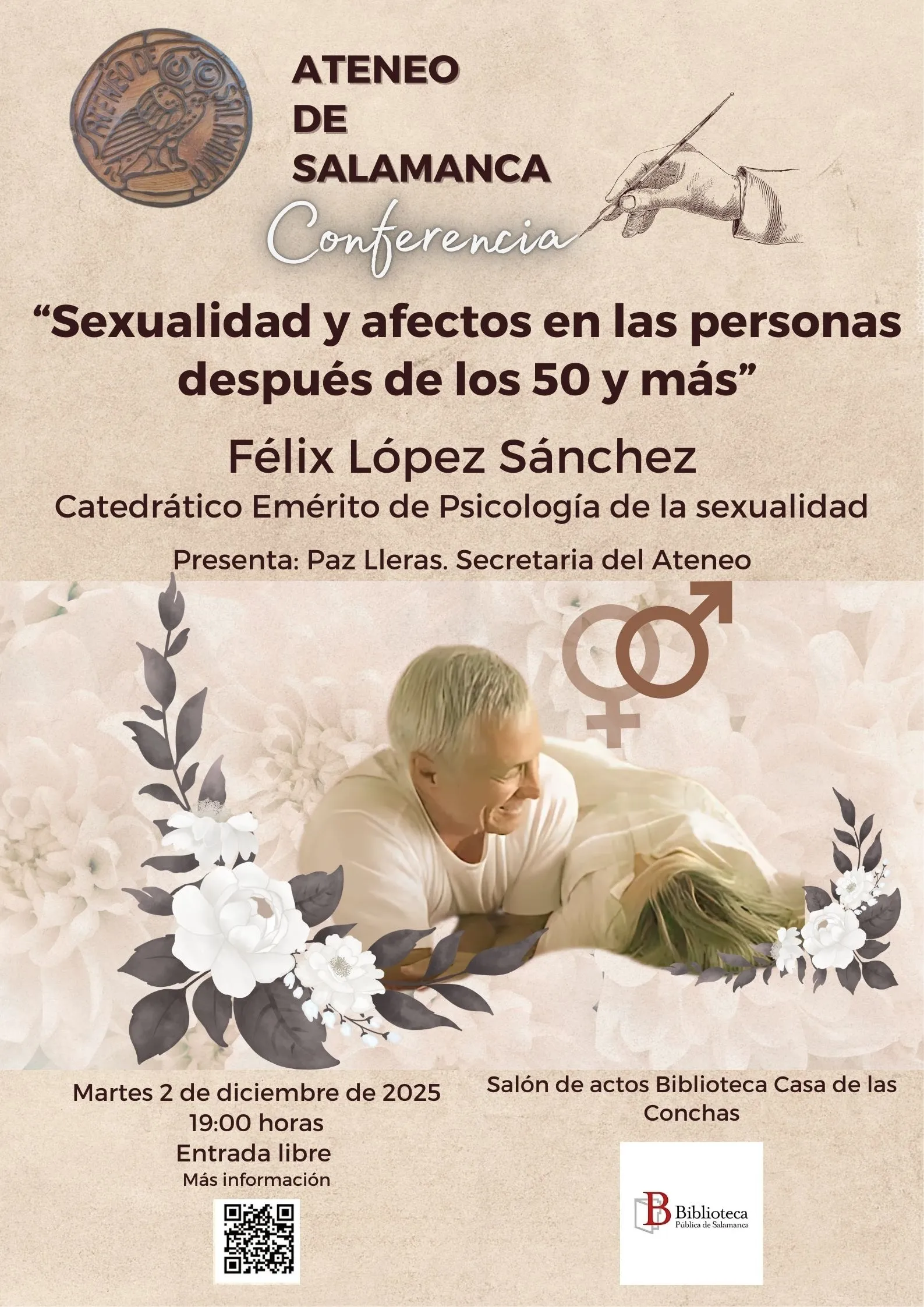 Sexualidad después de los 50: el catedrático Félix López abordará este tema con una conferencia en Salamanca