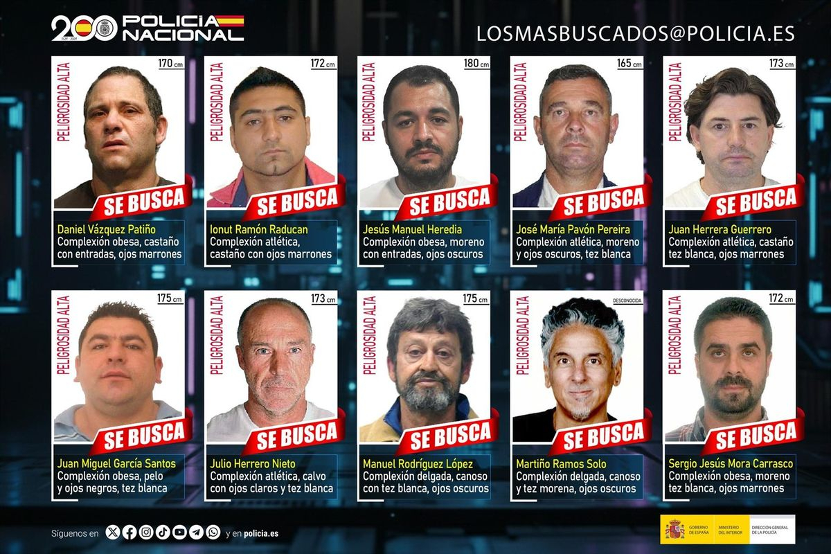 Los 10 fugitivos más buscados por Policía Nacional