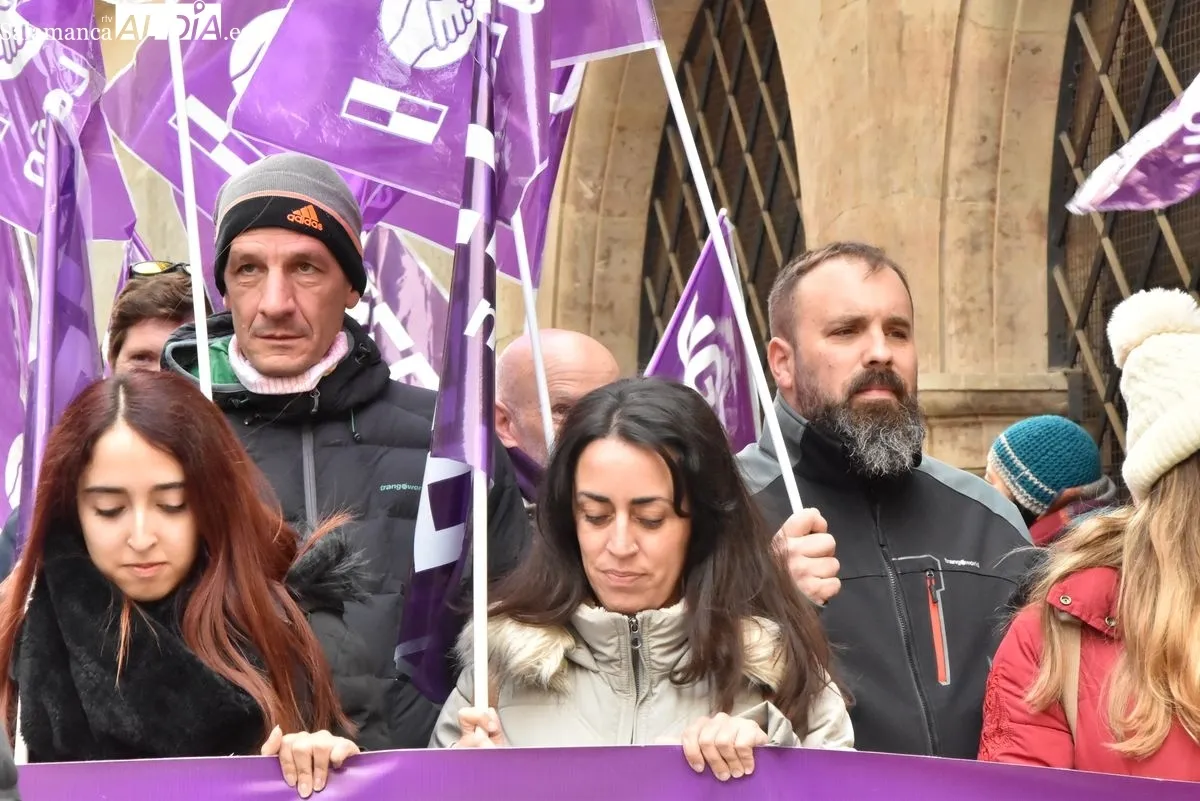 Concentración conjunta de UGT y CCOO en la Gran Vía de Salamanca. Foto de Vanesa Martins