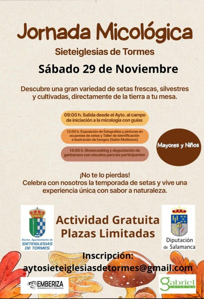Jornada Micológica gratis en Sieteiglesias de Tormes