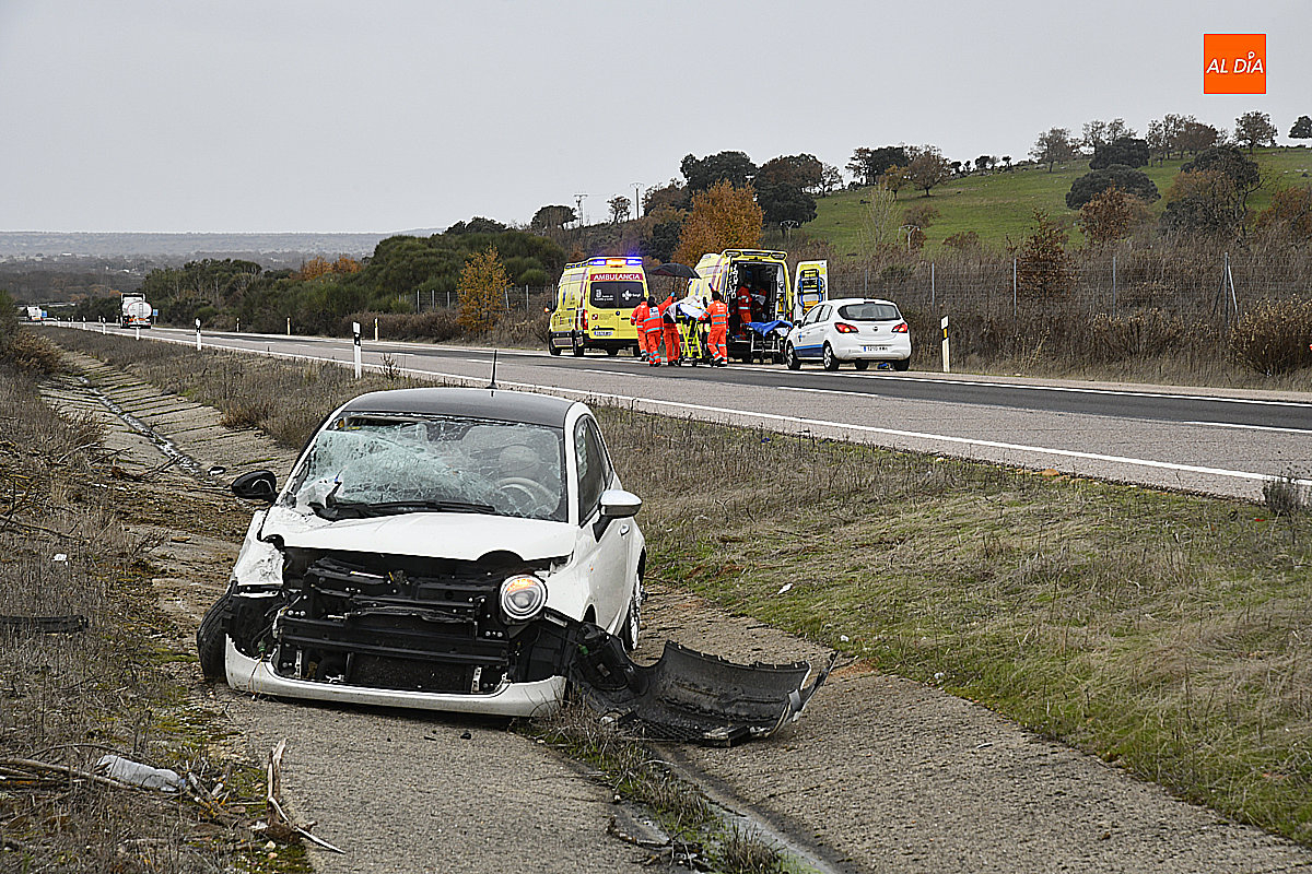 Un bebé involucrado en un accidente en la A-62 a la altura de Martín de Yeltes