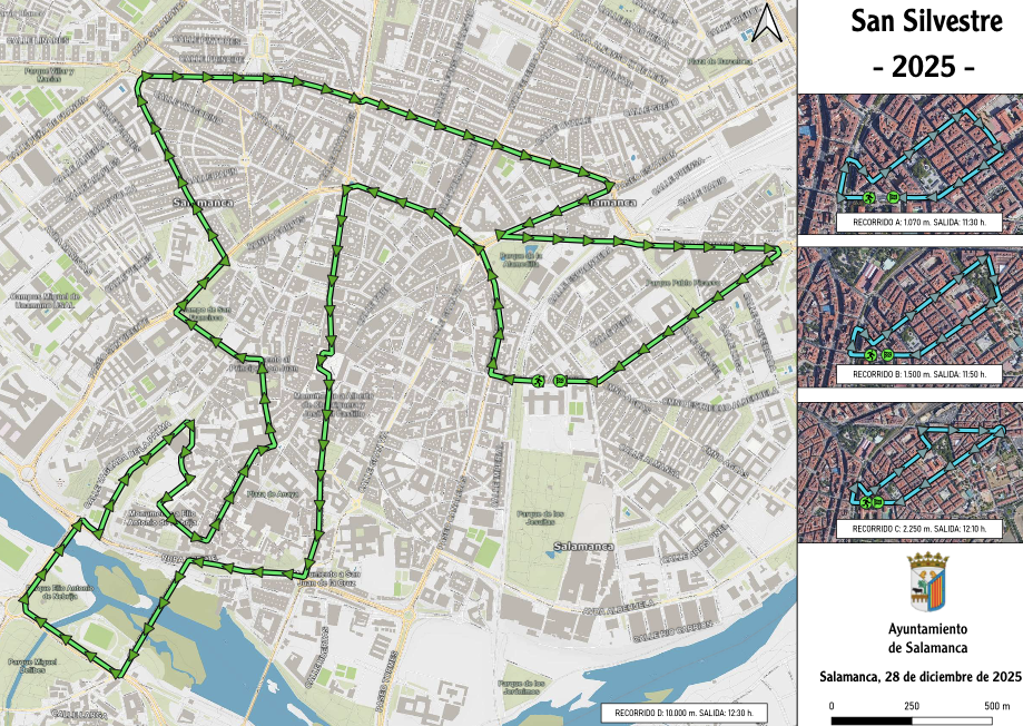 Cortes de tráfico en Salamanca por la San Silvestre 2025