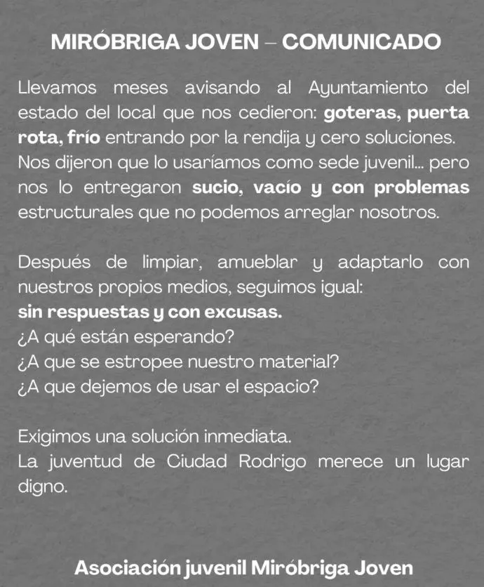 Foto 3 - Quejas de la Asociaci&oacute;n Mir&oacute;briga Joven por el estado del local cedido por el Ayuntamiento