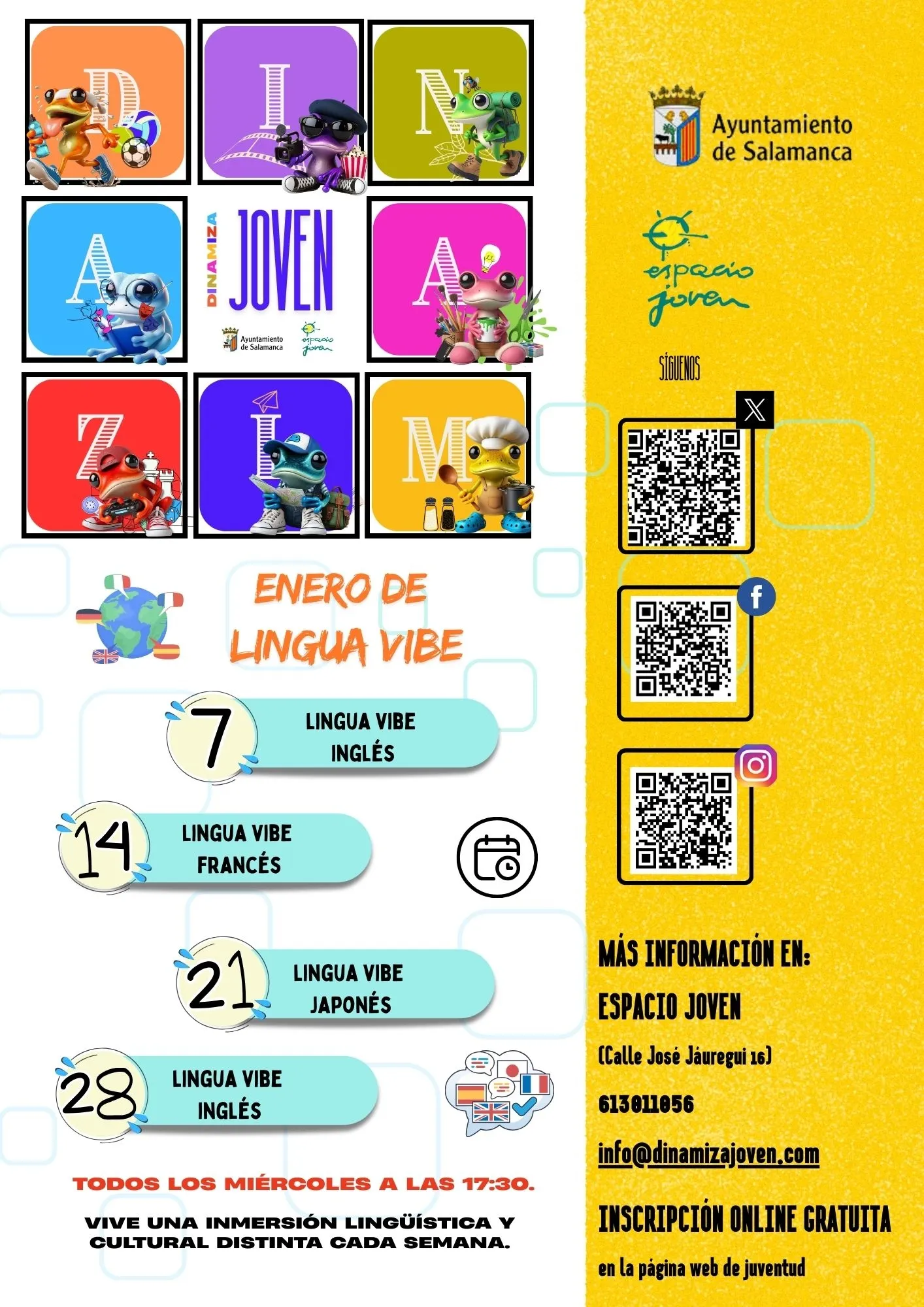Dinamiza Joven abre inscripciones para sus actividades gratuitas de enero en Salamanca