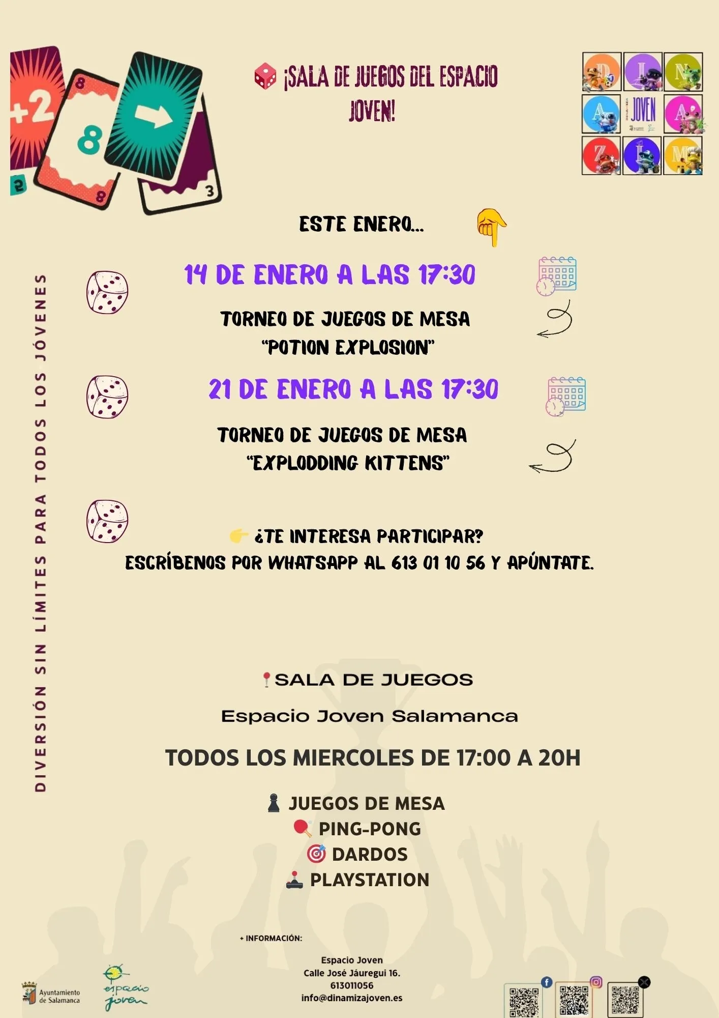 Dinamiza Joven abre inscripciones para sus actividades gratuitas de enero en Salamanca