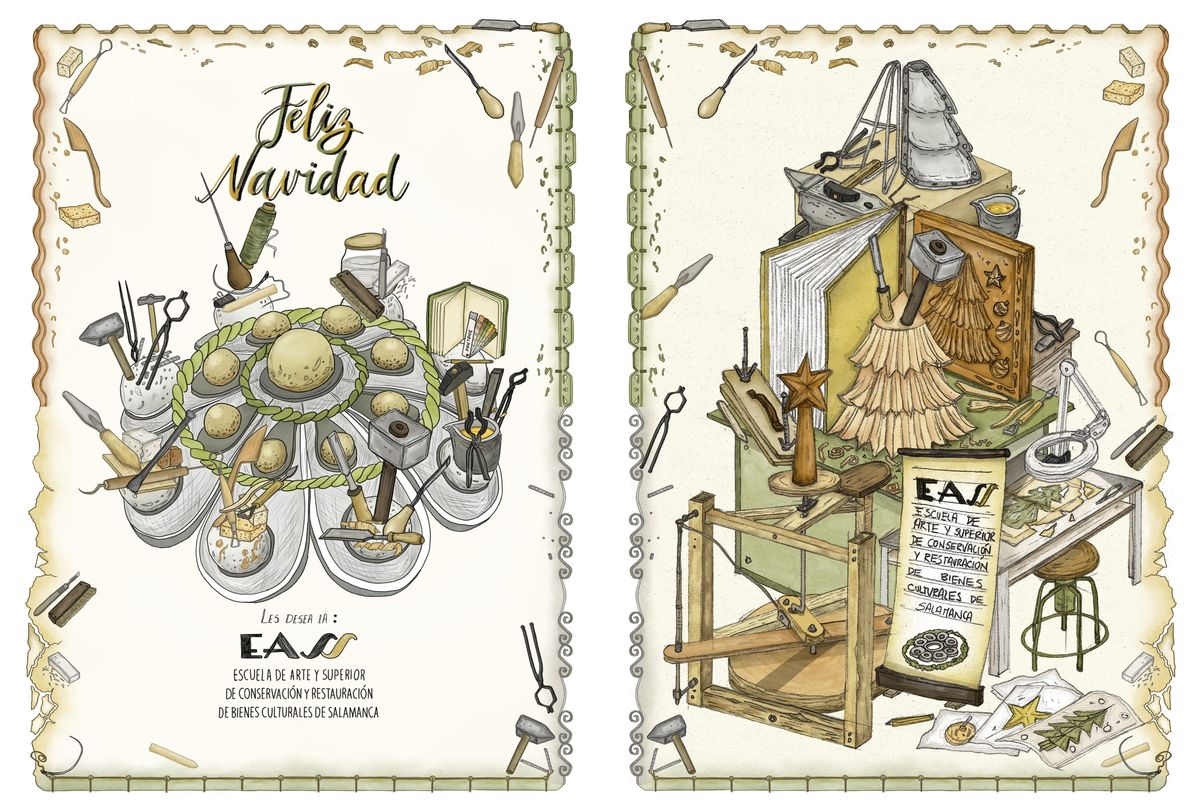 Las mejores tarjetas navideñas en la Escuela de Arte y Superior de Conservación y Restauración de Bienes Culturales de Salamanca
