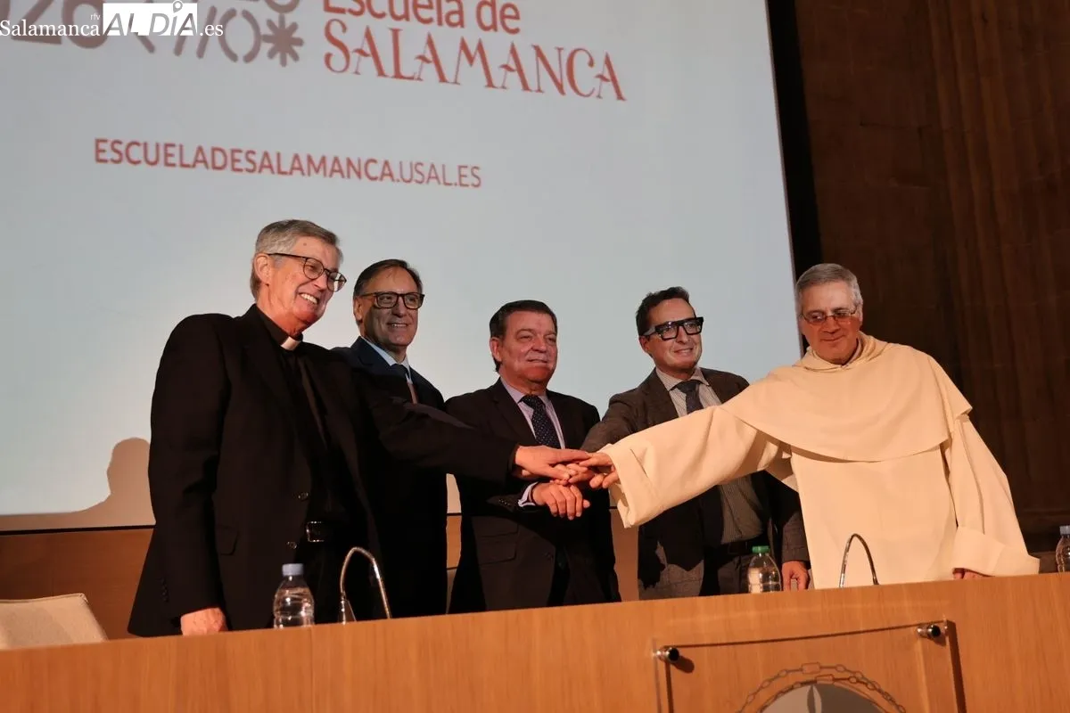 Encuentro para la firma del protocolo del V Centenario de la Escuela de Salamanca 2026. Foto de David Sañudo