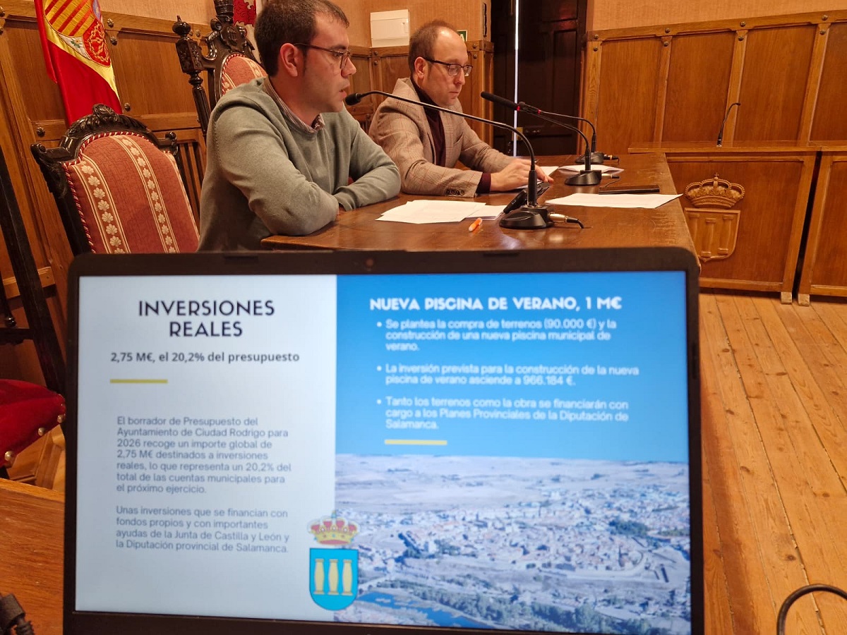Presupuesto Ciudad Rodrigo 2026: 13,6M€ y nueva piscina