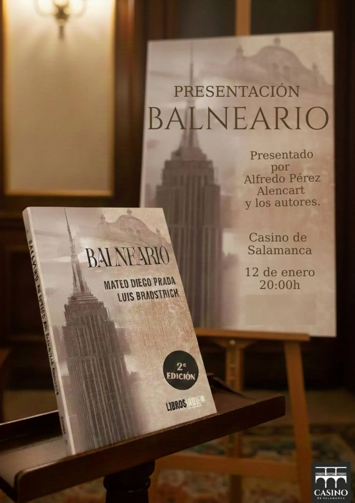 Lunes, 12 de enero (20:00 h): Literatura. Presentación del libro “Balneario”, una obra conjunta de Mateo Diego Prada y Luis Bradstrich