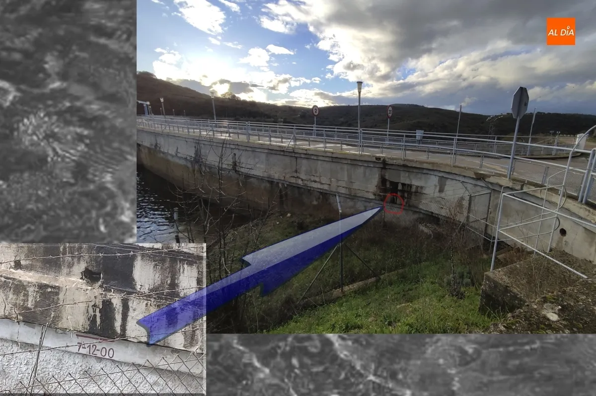 Señal en el Pantano del Águeda del nivel de agua el 7 d diciembre de 2000