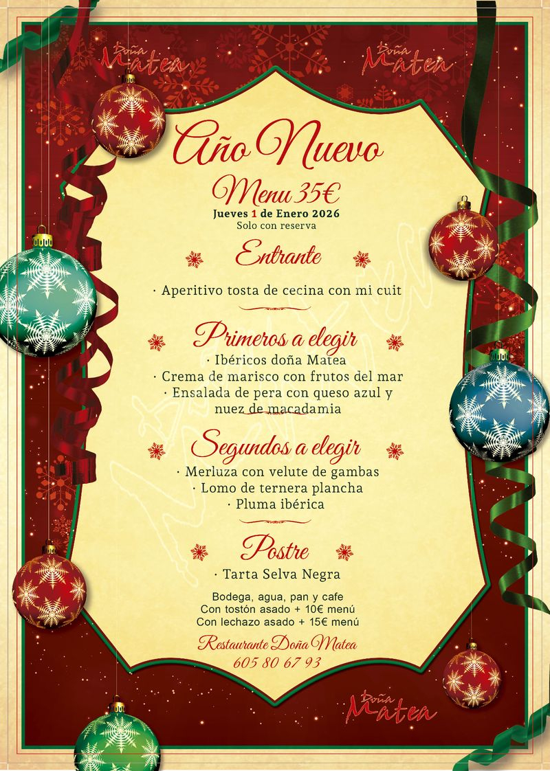 Menú de Año Nuevo en Alba de Tormes por 35 euros