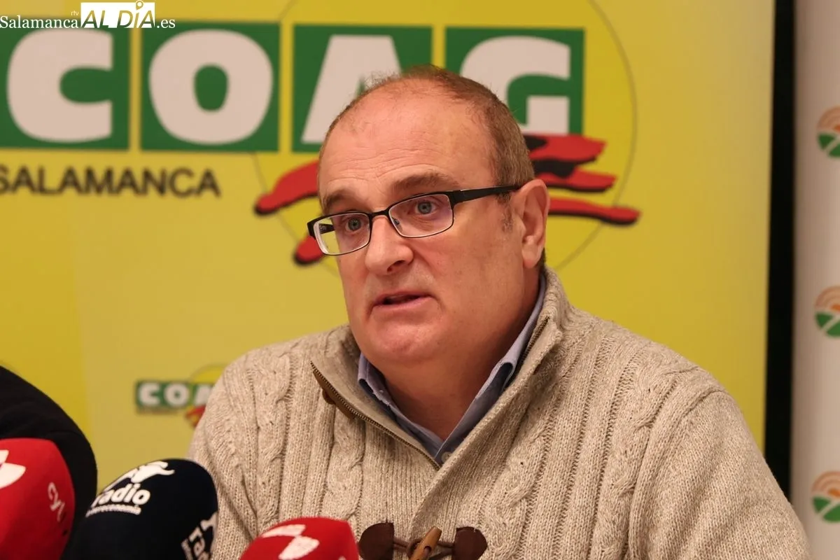 Rueda de prensa de este lunes con representantes de Asaja, Coag, UCCL y UPA en Salamanca. Foto de David Sañudo