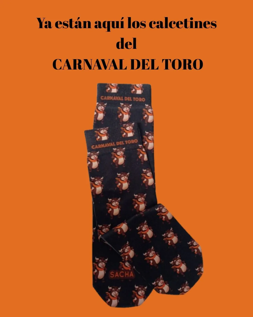 Presentación de los calcetines de temática de Carnaval del Toro 