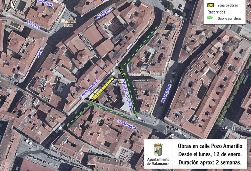 Cortes de tráfico en Pozo Amarillo, Salamanca, por obras