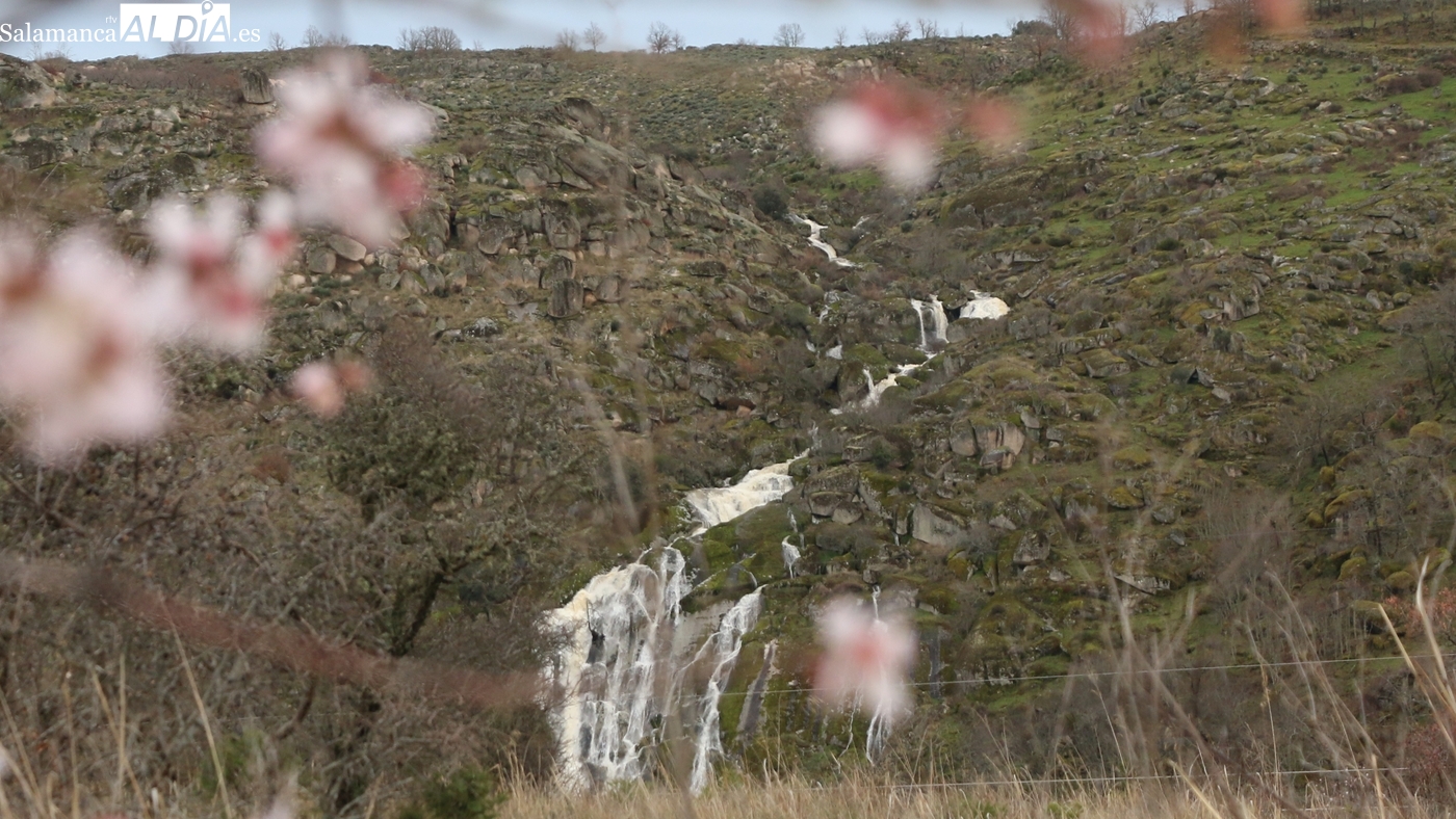 Extraordinario aspecto el que presenta la cascada del Desgalgadero en Villarino de los Aires