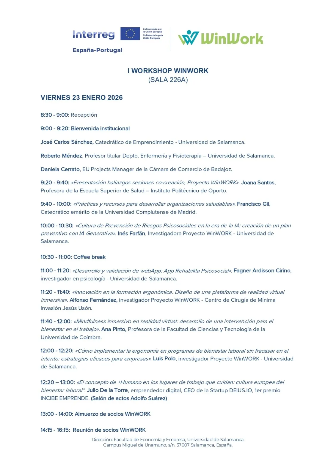 Foto 2 - Salamanca acoge el I Workshop WINWORK para impulsar el bienestar laboral con inteligencia artificial y realidad virtual