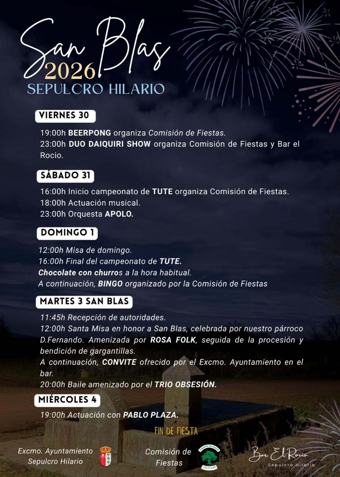 Programación de las fiestas de Sepulcro Hilario 