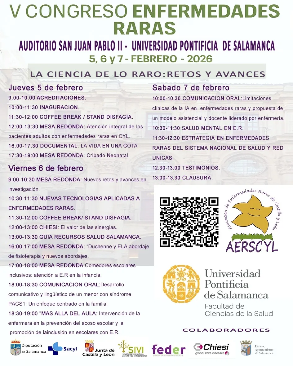 Salamanca acogerá en febrero de 2026 el V Congreso de Enfermedades Raras de Castilla y León