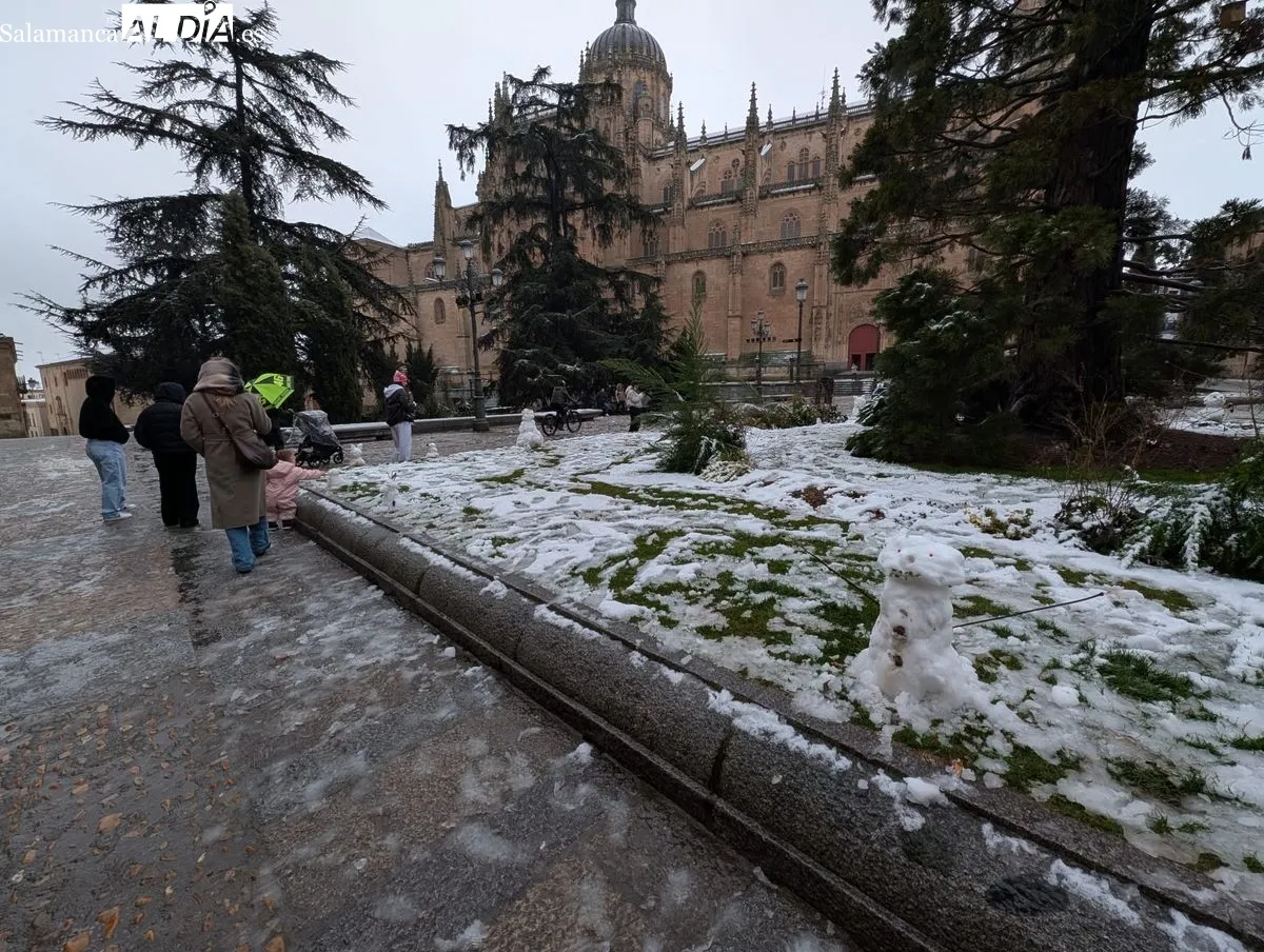 Originales muñecos de nieve en la plaza de Anaya. Foto de David Sañudo
