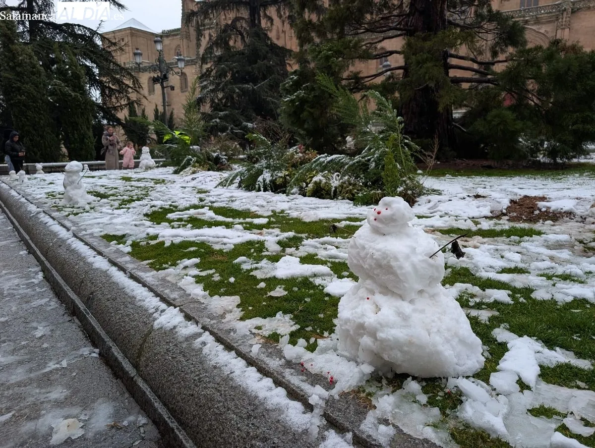 Originales muñecos de nieve en la plaza de Anaya. Foto de David Sañudo