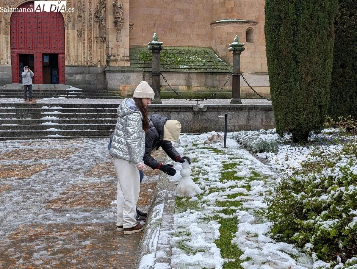 Originales muñecos de nieve en la plaza de Anaya. Foto de David Sañudo