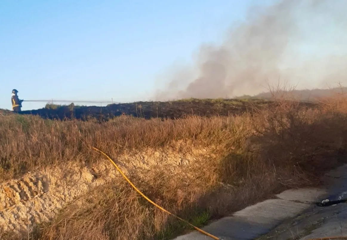 Foto 2 - Personal de los Bomberos de Pe&ntilde;aranda sofoca un incendio de un veh&iacute;culo y de pasto en Cordovilla
