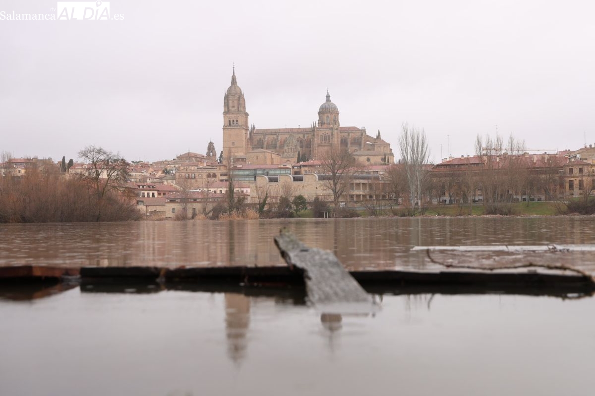 Crecida del río Tormes en Salamanca por las fuertes lluvias