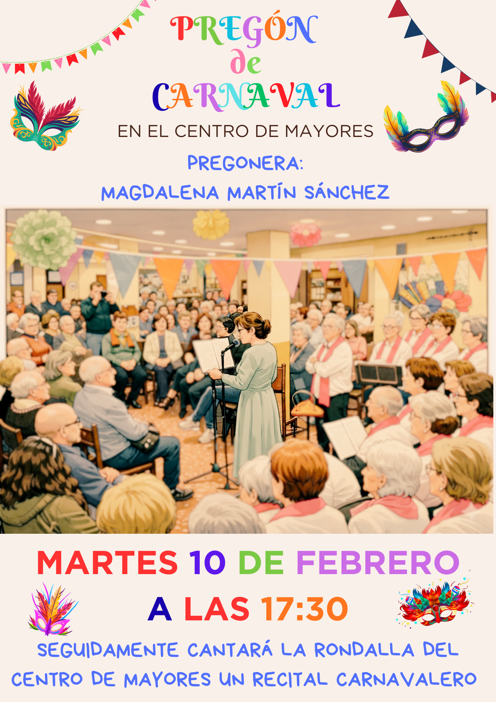 La pregonera del Centro de Mayores de ciudad Rodrigo será Magdalena Martín acompañada de la rondalla Aires del Águeda