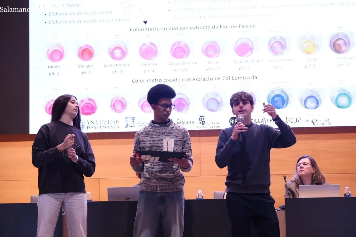 Más de 500 alumnos presentan sus proyectos científicos en el Auditorio Adolfo Suárez de la USAL. Foto de David Sañudo