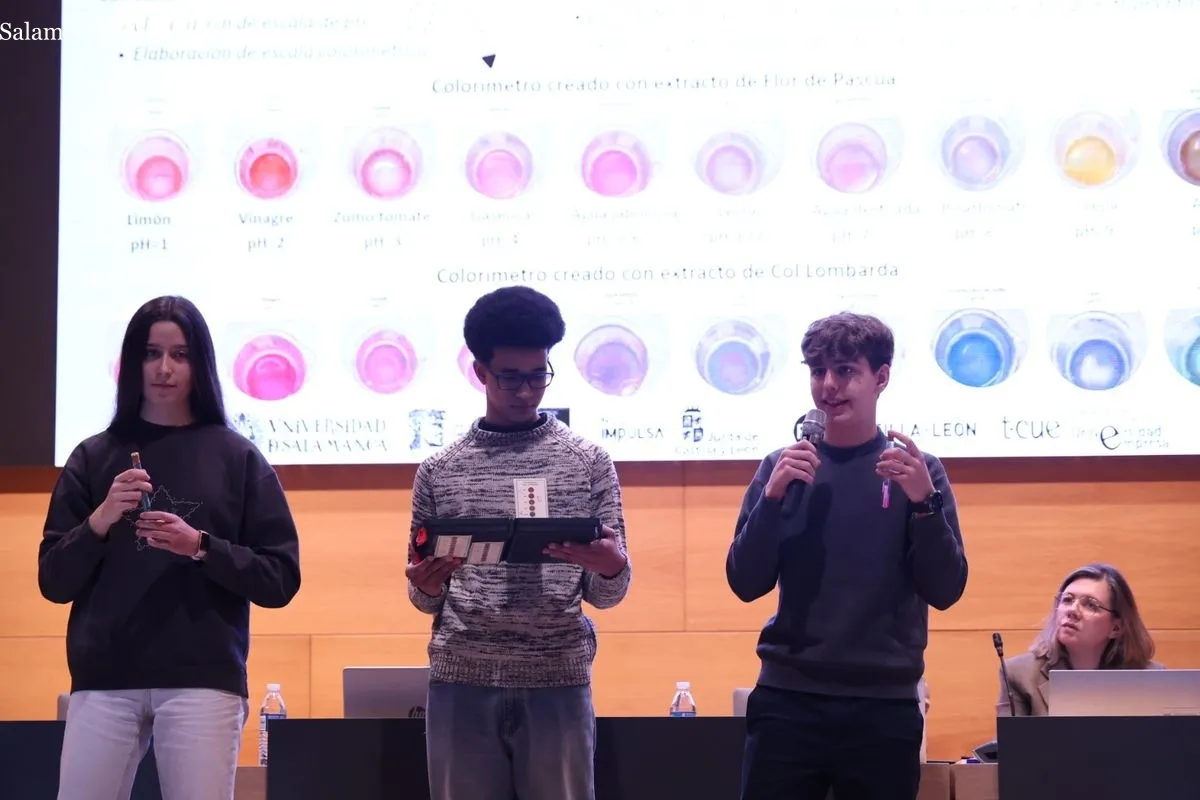 Más de 500 alumnos presentan sus proyectos científicos en el Auditorio Adolfo Suárez de la USAL. Foto de David Sañudo