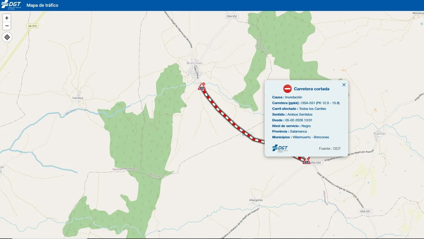 Imagen del mapa de la DGT