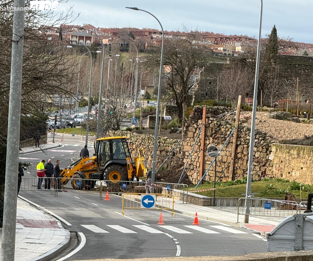 Cortado el acceso por Vaguada de la Palma para retirar los restos y trabajar en el muro de la noria que se derrumbó la semana pasada 