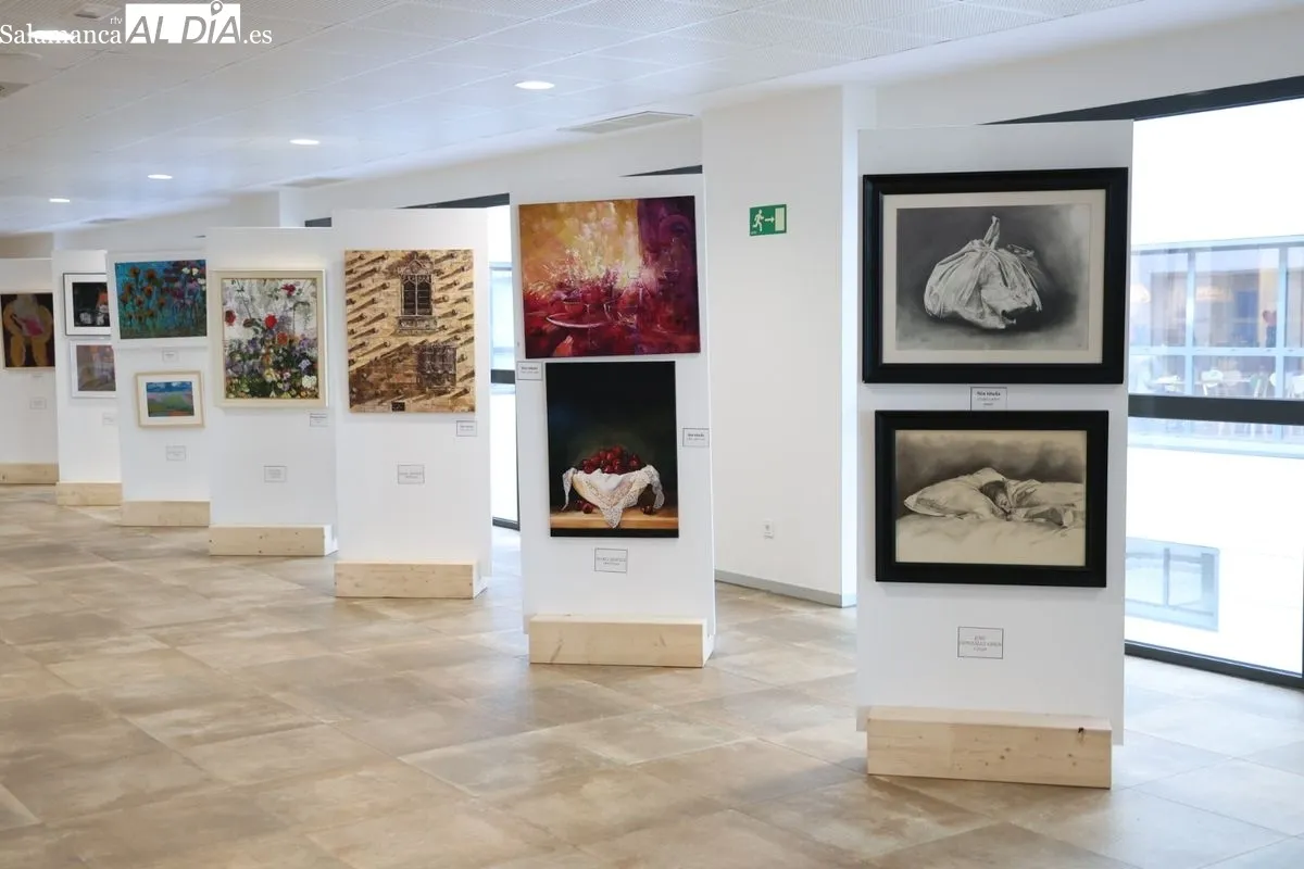 Nueve médicos aficionados a la pintura exponen sus obras en el Hospital de Salamanca. Fotos de David Sañudo