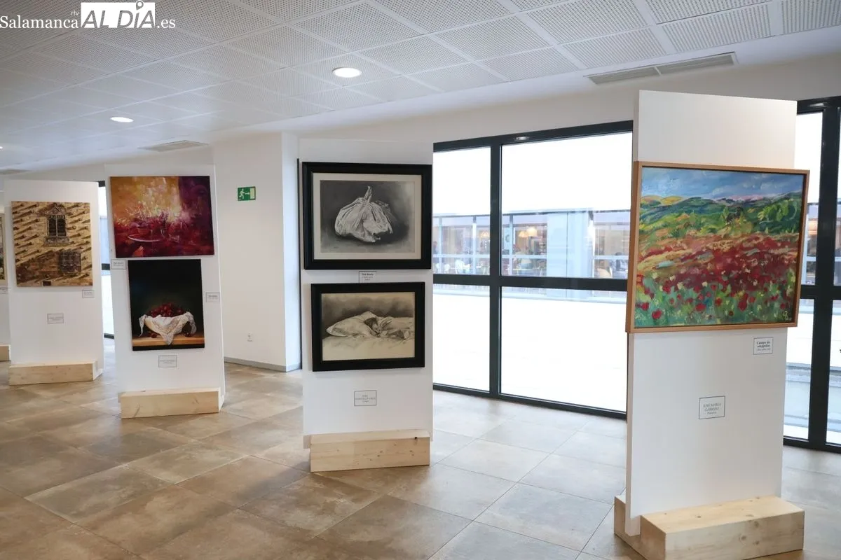Nueve médicos aficionados a la pintura exponen sus obras en el Hospital de Salamanca. Fotos de David Sañudo