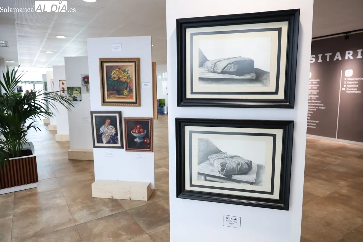 Nueve médicos aficionados a la pintura exponen sus obras en el Hospital de Salamanca. Fotos de David Sañudo