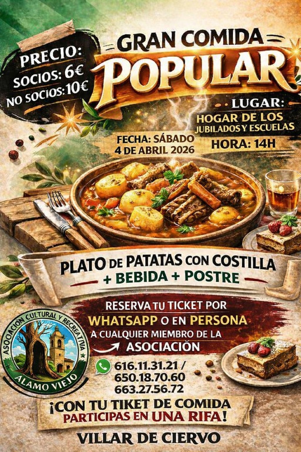 Gran comida popular en Villar de Ciervo el 4 de abril