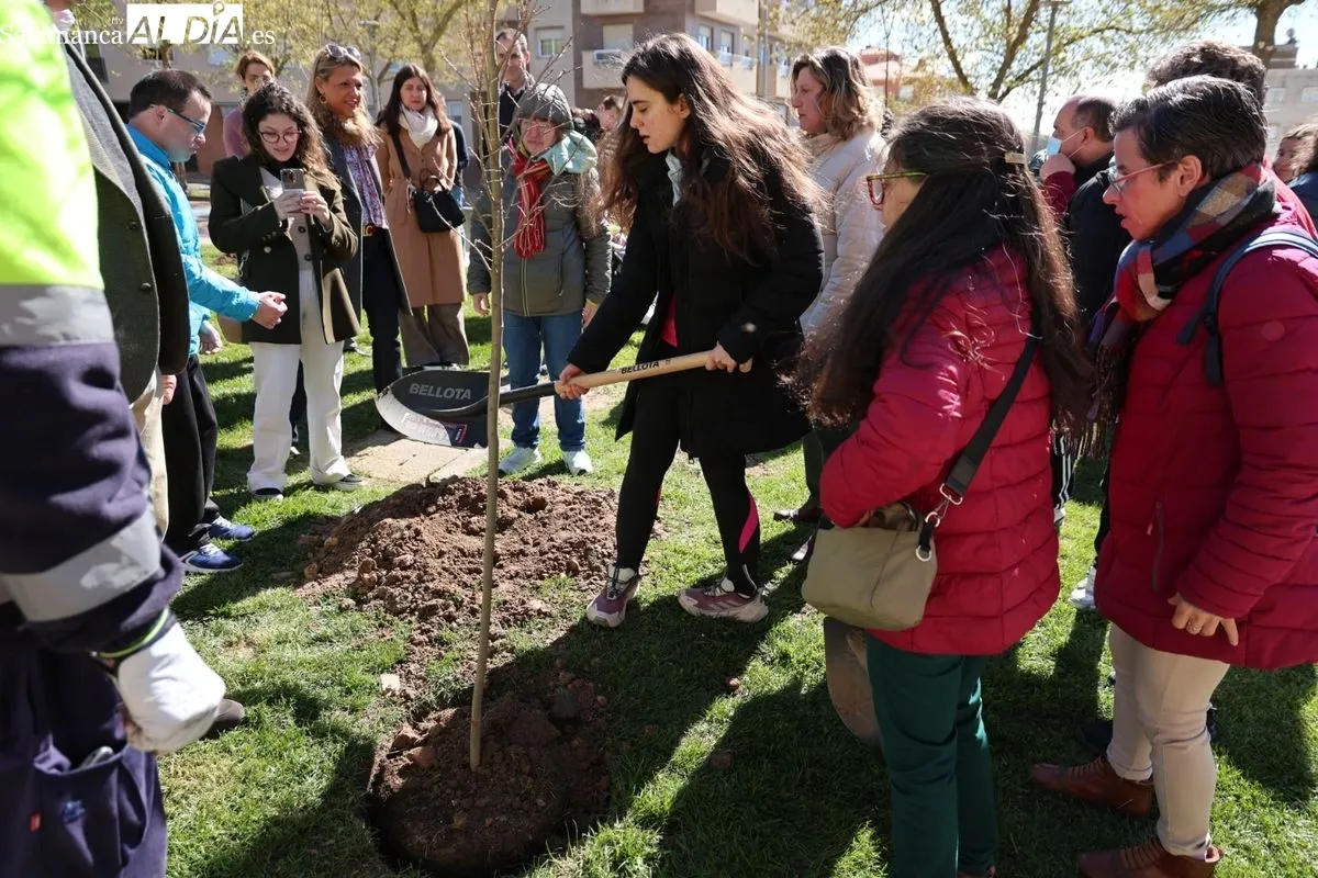 Salamanca crea el Bosque de la Inclusión en la calle Antonio Montesinos del barrio de Prosperidad, junto al Camino de las Aguas. Foto de David Sañudo