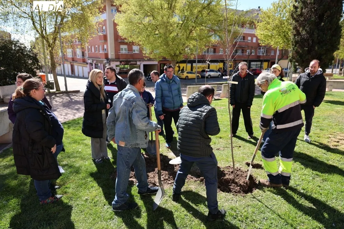 Salamanca crea el Bosque de la Inclusión en la calle Antonio Montesinos del barrio de Prosperidad, junto al Camino de las Aguas. Foto de David Sañudo