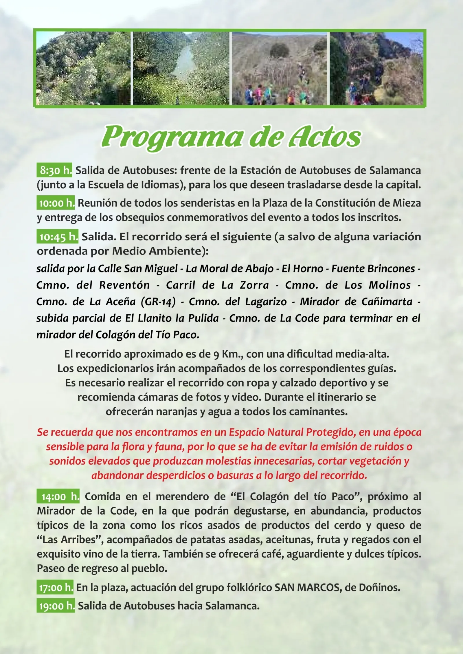 Foto 4 - Mieza abre las inscripciones para la XXIX Ruta de Senderismo Las Arribes del Duero