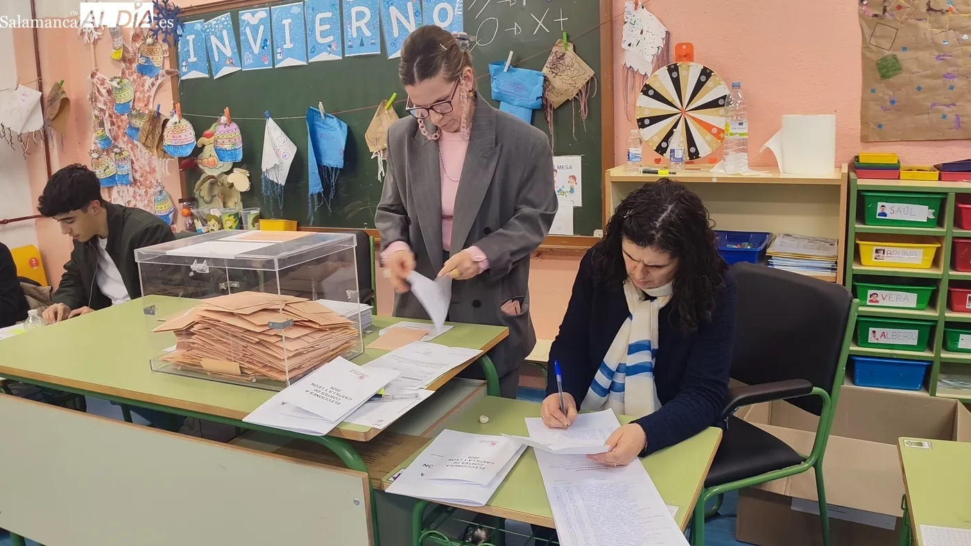 Momento del recuento de votos en el colegio electoral de Vitigudino / CORRAL