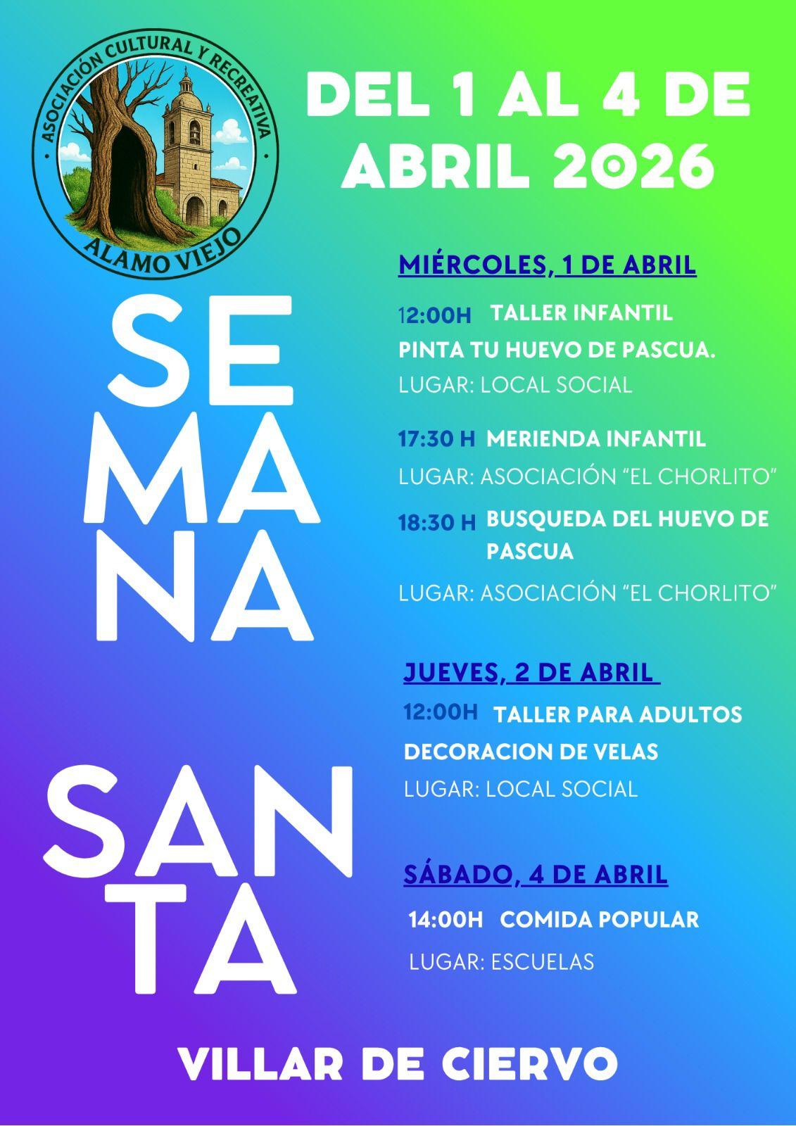 Programa de Semana Santa 2026 en Villar de Ciervo