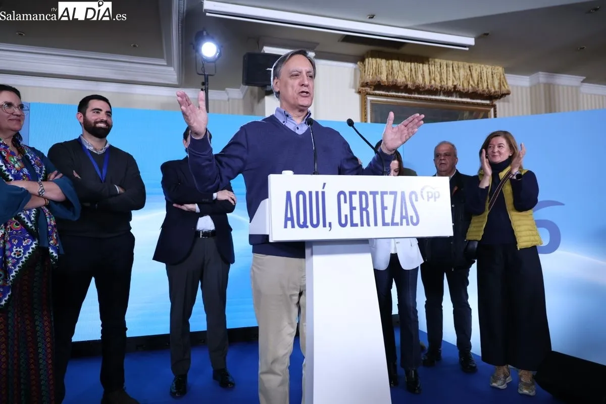 Celebración del triunfo de Mañueco y el PP en las elecciones de CyL. Foto de David Sañudo