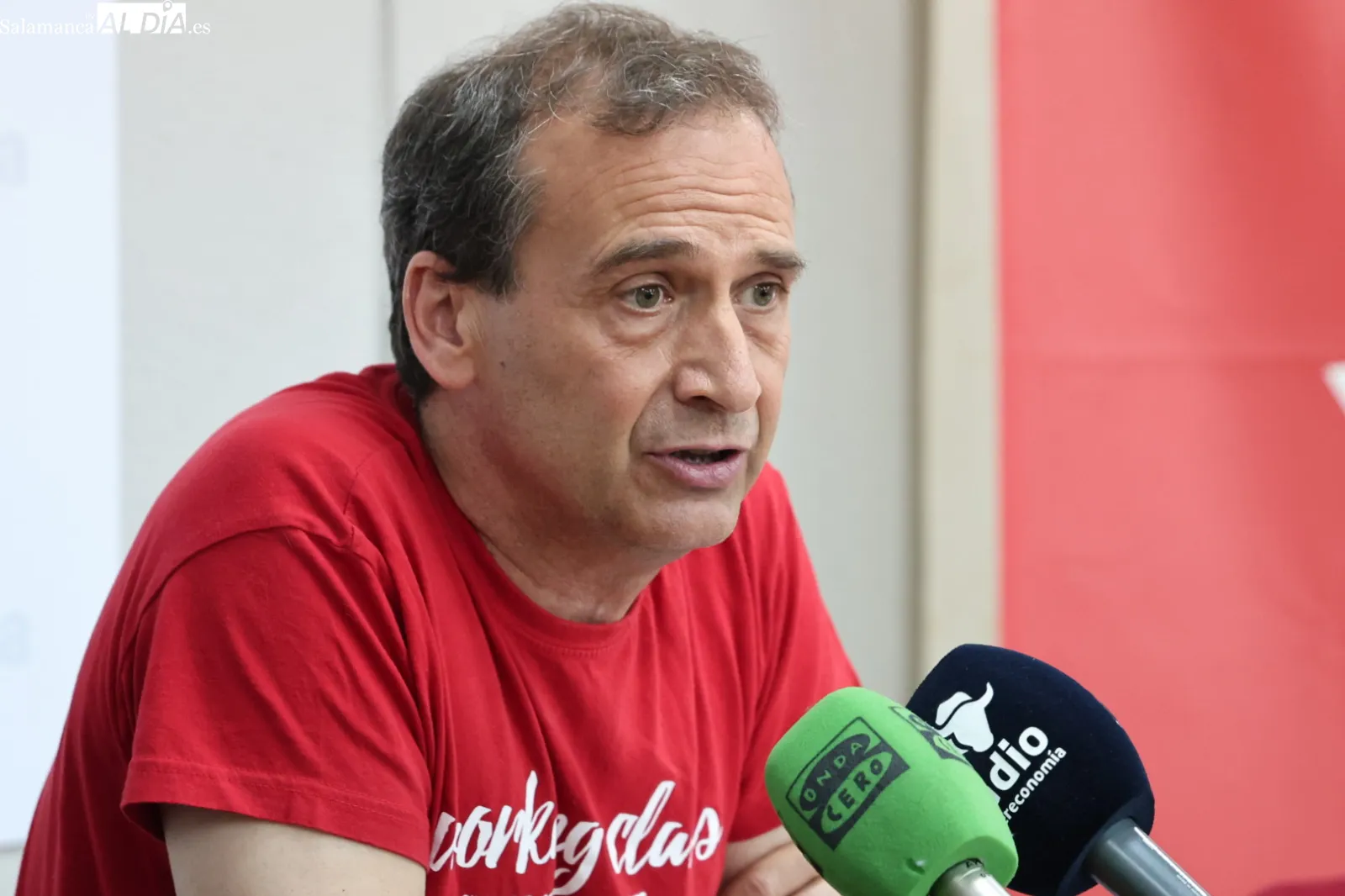 Rueda de prensa de los secretarios provinciales de UGT y CCOO, Marcelino Muñoz y José Fernando Luengo. Foto de David Sañudo
