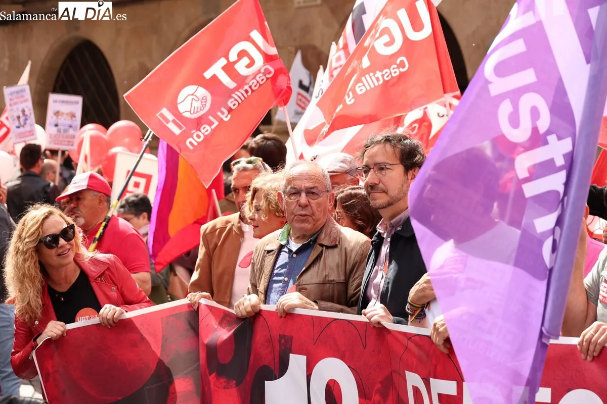 Manifestación por el 1 de Mayo en Salamanca. Fotos: David Sañudo