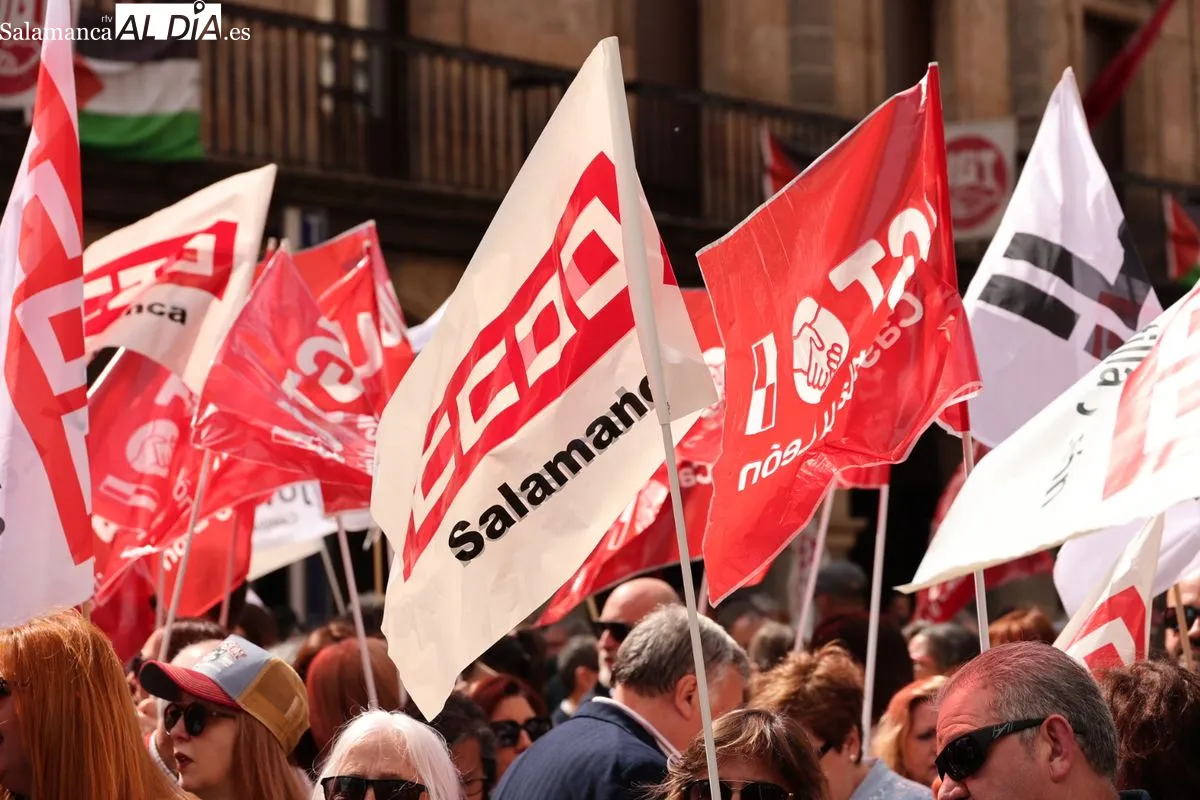 Manifestación por el 1 de Mayo en Salamanca. Fotos: David Sañudo