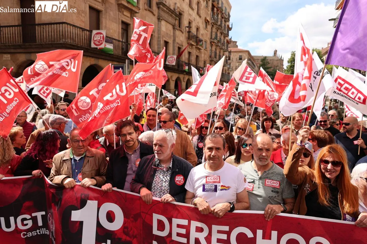 Manifestación por el 1 de Mayo en Salamanca. Fotos: David Sañudo