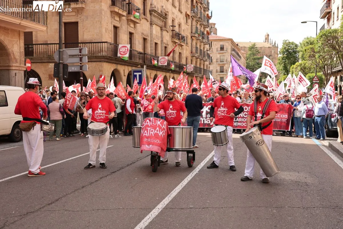Manifestación por el 1 de Mayo en Salamanca. Fotos: David Sañudo