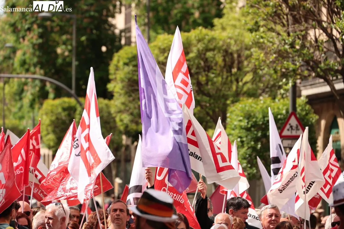Manifestación por el 1 de Mayo en Salamanca. Fotos: David Sañudo